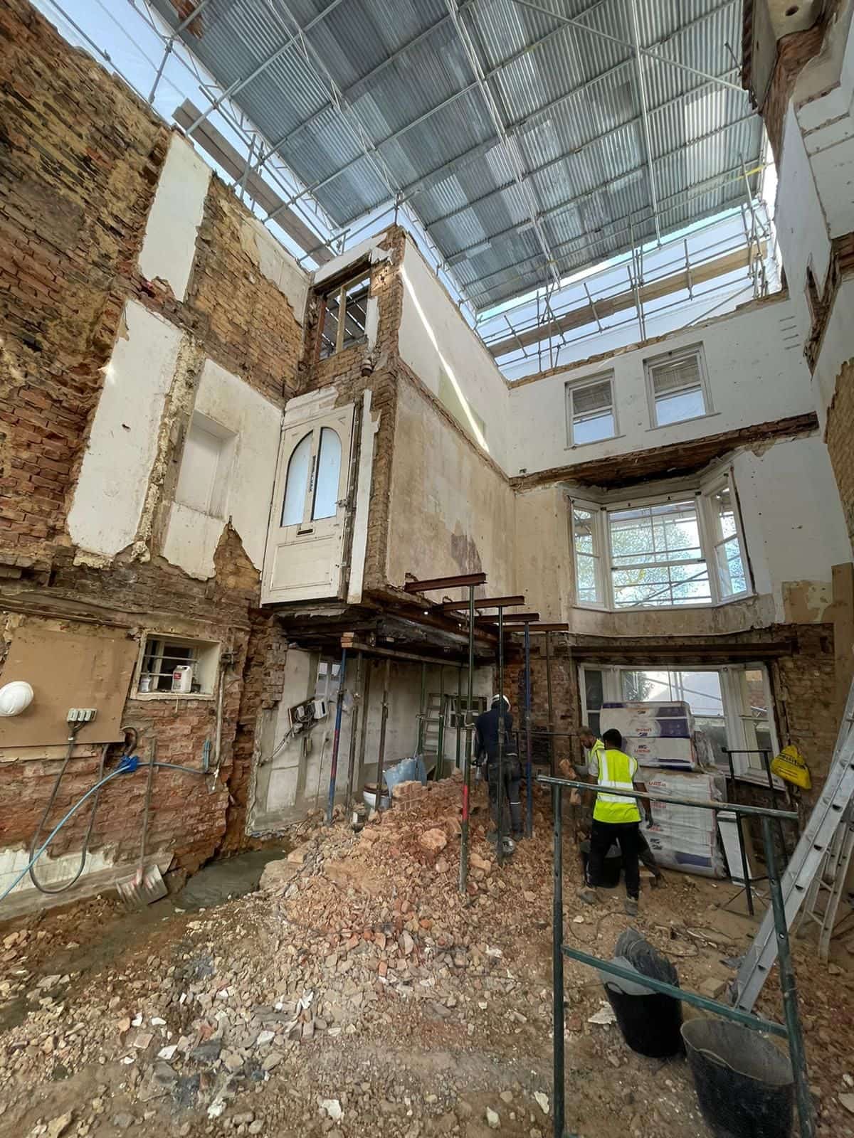 Stripped back to brick: floors, walls and roof structure removed