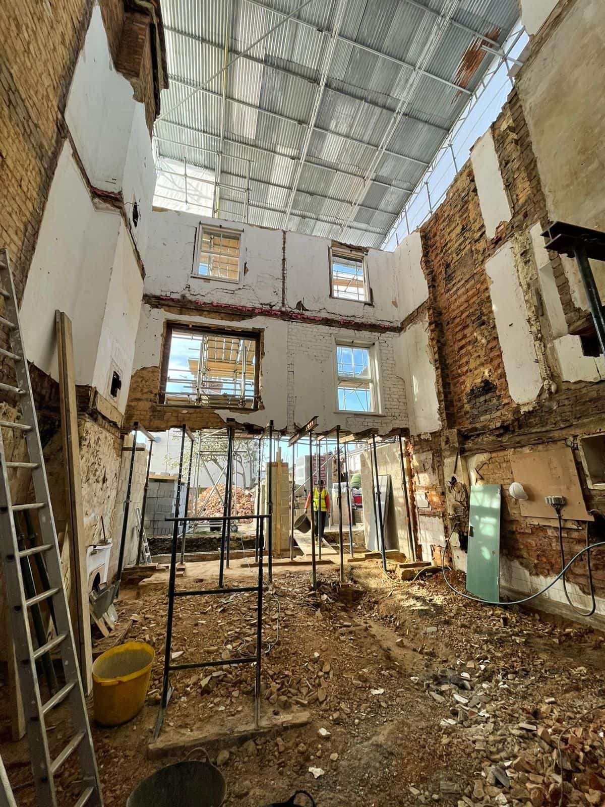 The shell during the back-to-brick rebuild