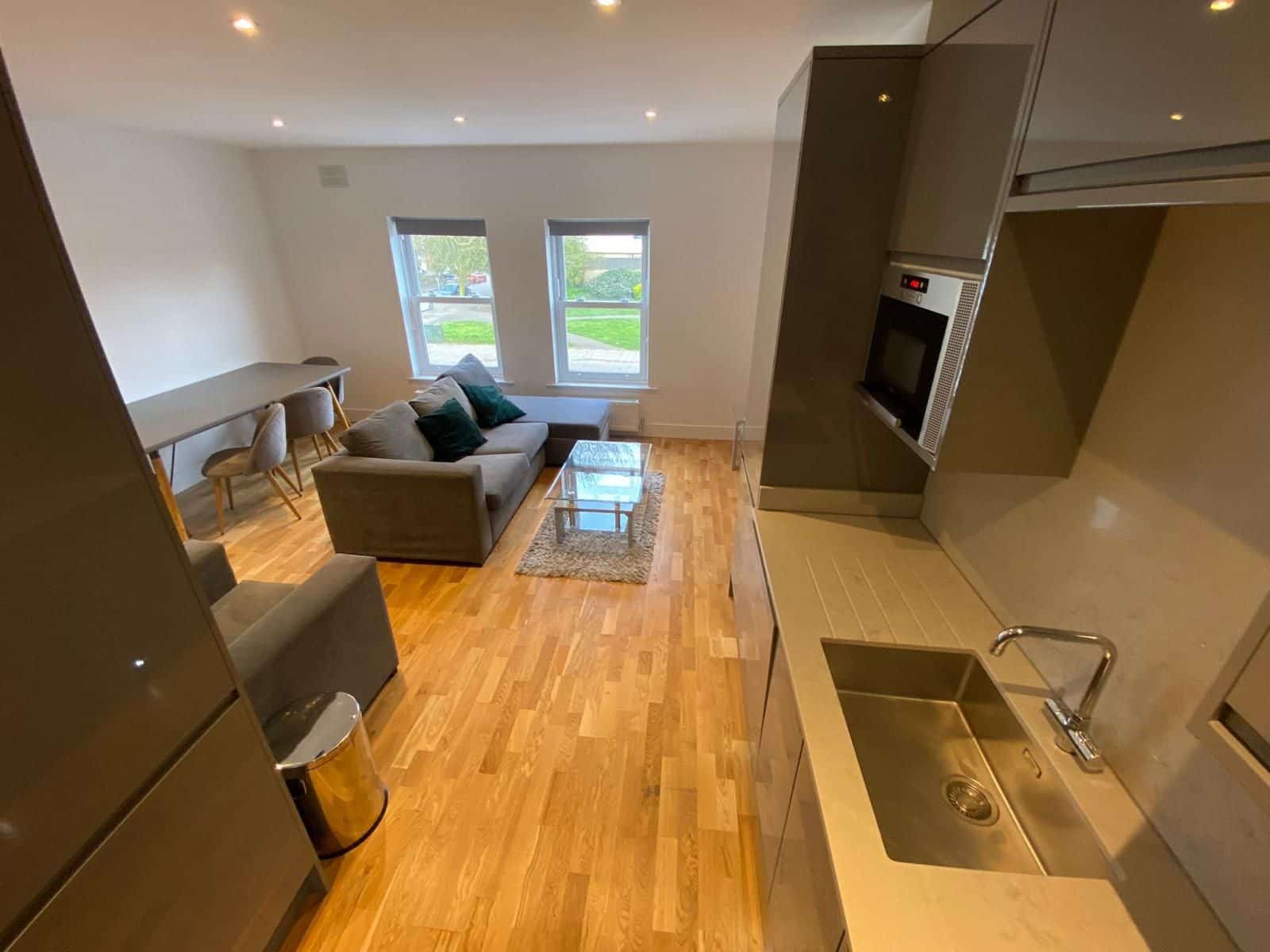Open-plan kitchen and living space in one of the flats