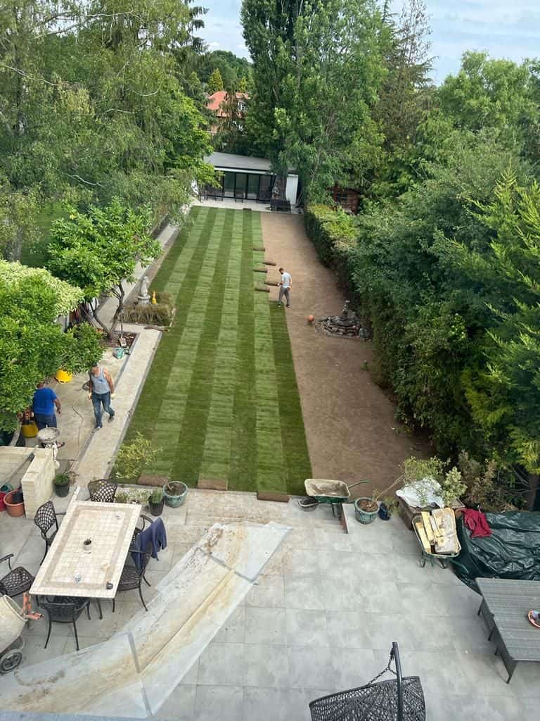 The landscaped garden seen from the upper floor