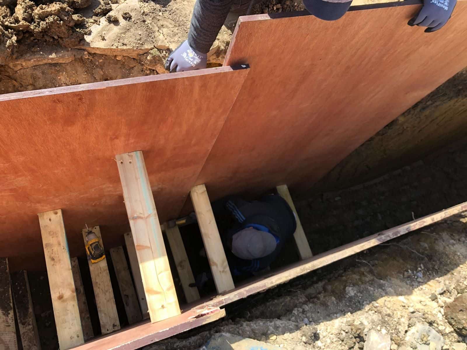 Foundation trench for the extension