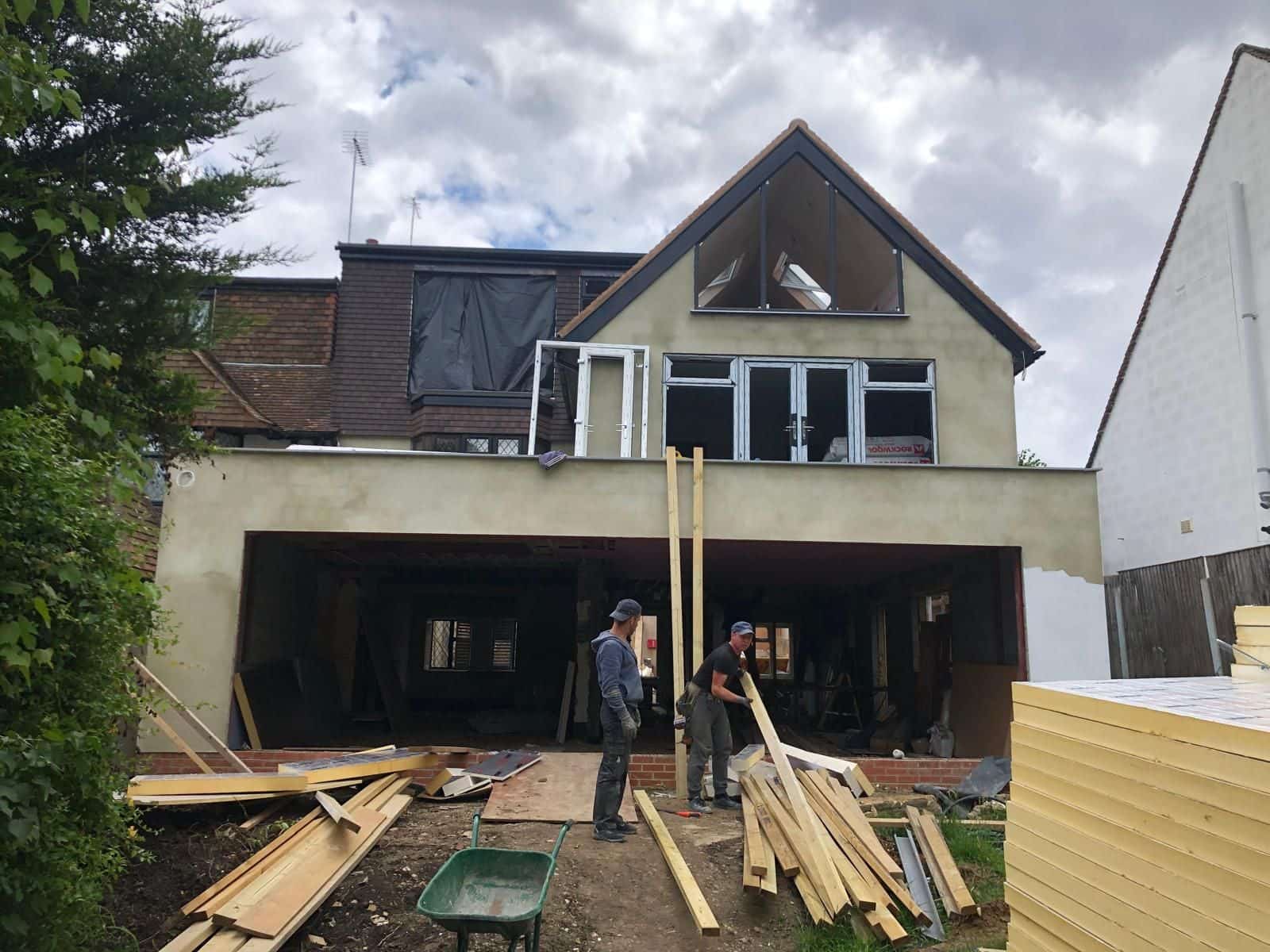 Rear elevation with the structure complete