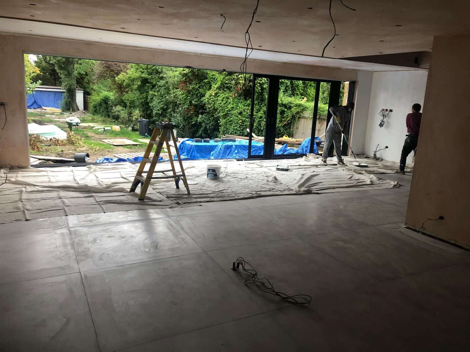 The open-plan ground floor before finishes