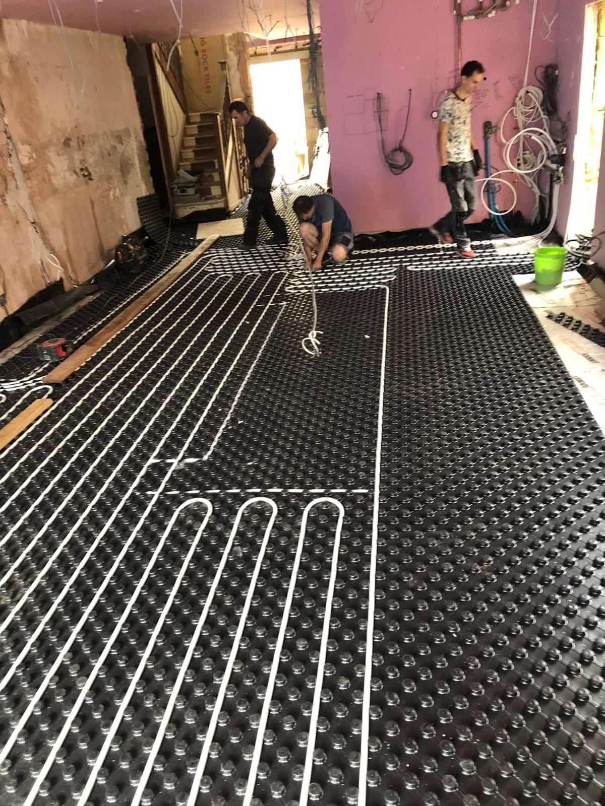 Underfloor heating across the new ground floor