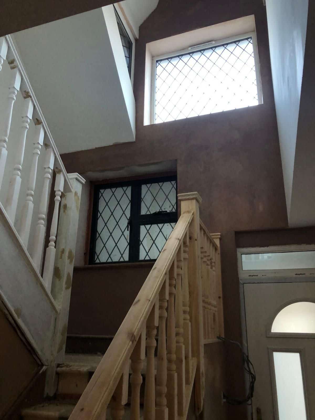 The new staircase during the rebuild