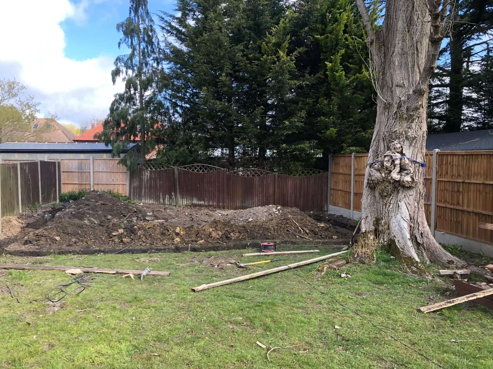 The site for the garden building, before work started