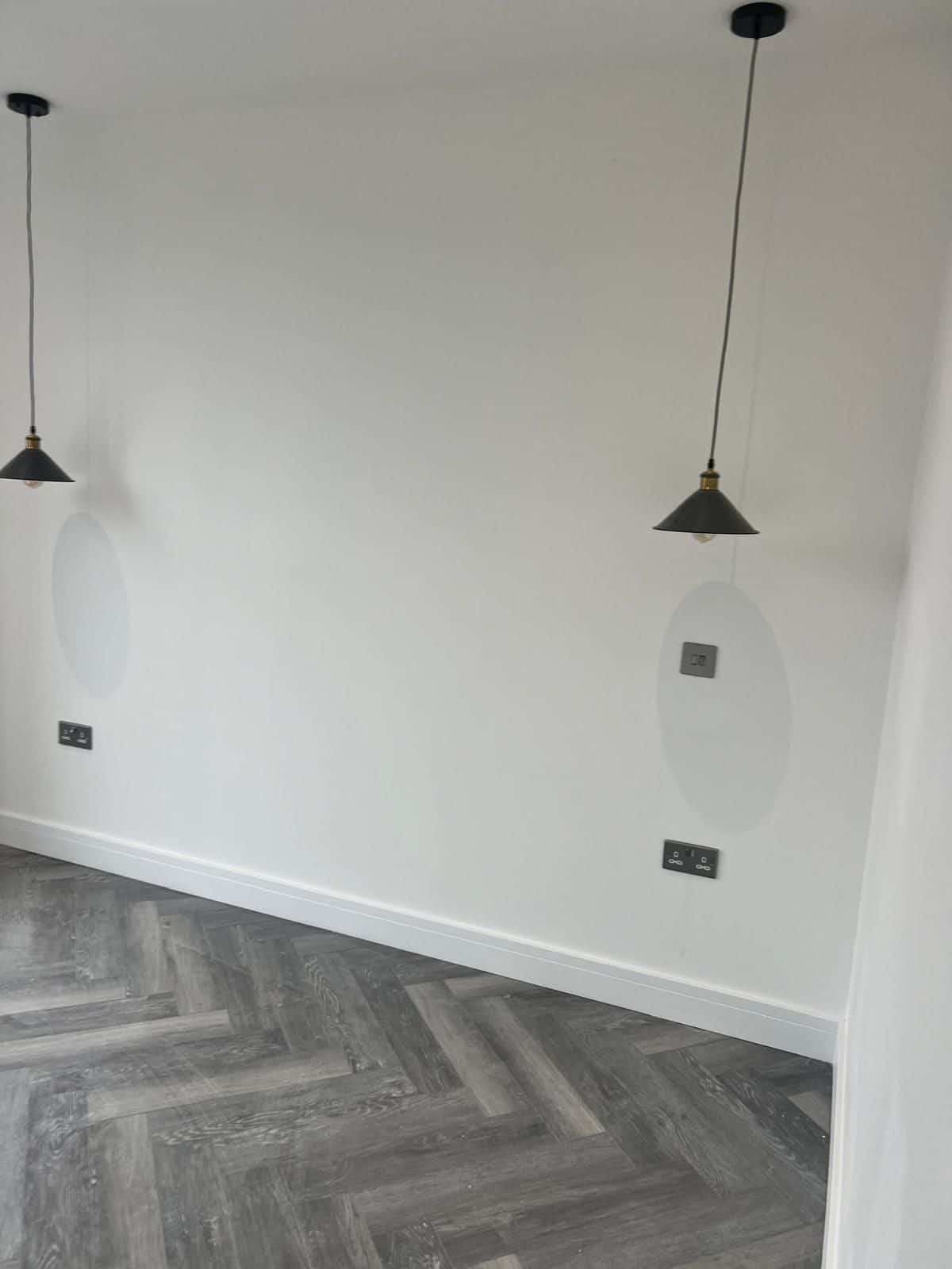 Living area with pendant lights